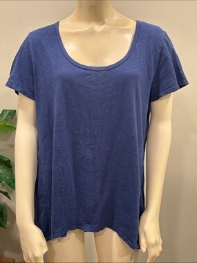 Fresh Produce Kimmi Scoop Neck Cotton Slub Tee Shirt in Moonlight Blue